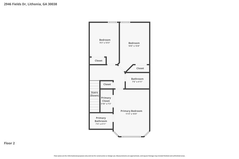 1,690/Mo, 2946 Fields Dr Lithonia, GA 30038 Floor Plan View 2