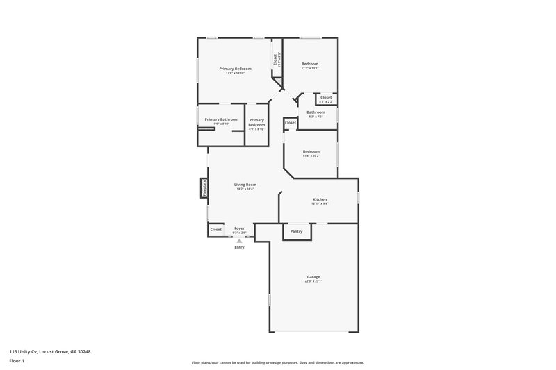 1,760/Mo, 116 Unity Cv Locust Grove, GA 30248 Floor Plan View
