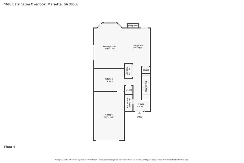 1,930/Mo, 1683 Barrington Overlook Marietta, GA 30066 Floor Plan View