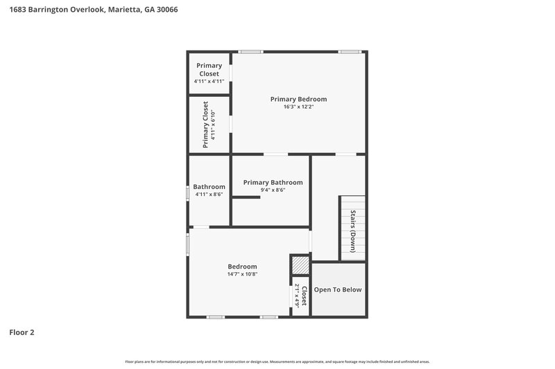 1,930/Mo, 1683 Barrington Overlook Marietta, GA 30066 Floor Plan View 2