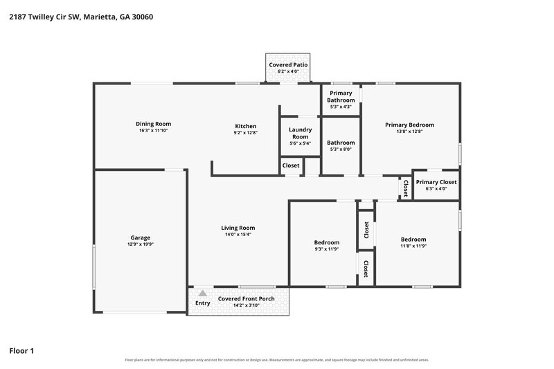 1,815/Mo, 2187 Twilley Cir SW Marietta, GA 30060 Floor Plan View