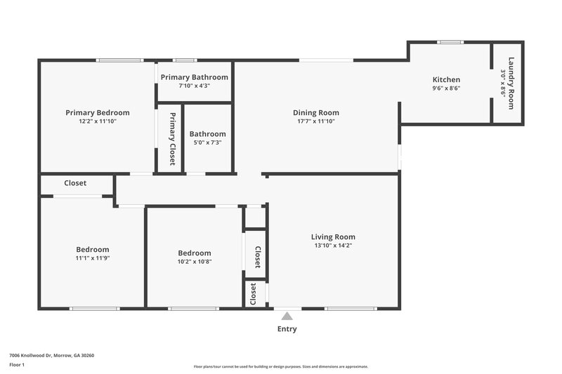 1,685/Mo, 7006 Knollwood Dr Morrow, GA 30260 Floorplan View