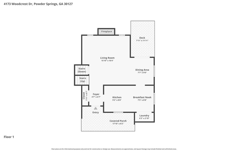 1,885/Mo, 4173 Woodcrest Dr Powder Springs, GA 30127 Floorplan View