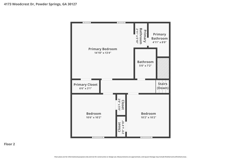 1,885/Mo, 4173 Woodcrest Dr Powder Springs, GA 30127 Floorplan View 2