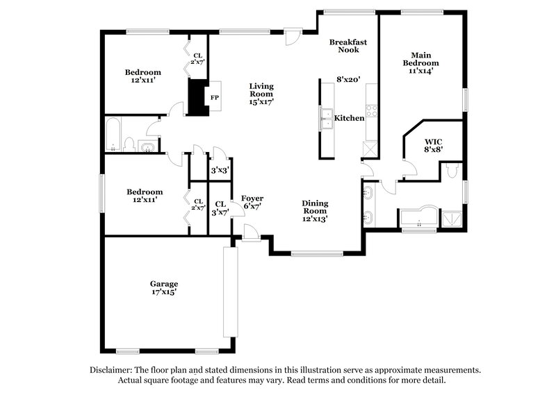 1,670/Mo, 3343 Rock Creek Dr Rex, GA 30273 Floor Plan View