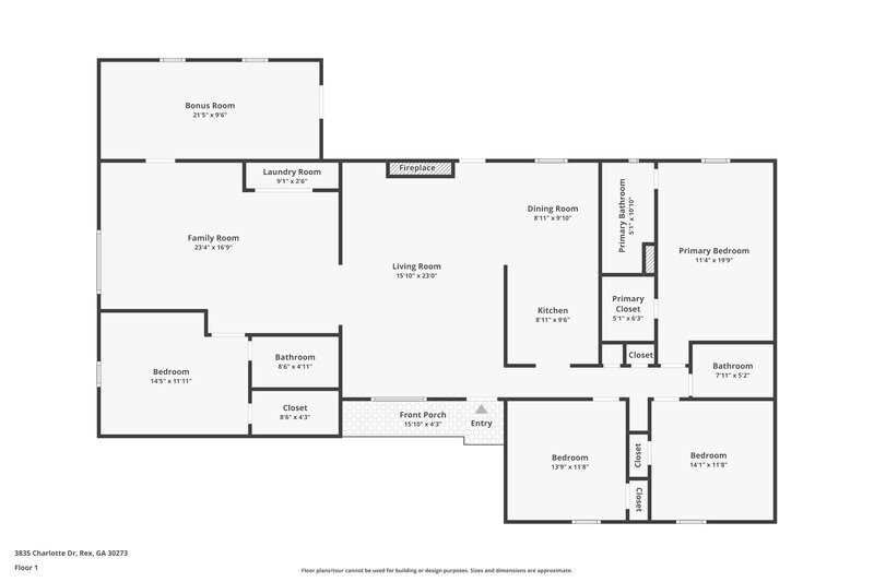 1,810/Mo, 3835 Charlotte Dr Rex, GA 30273 Floor Plan View