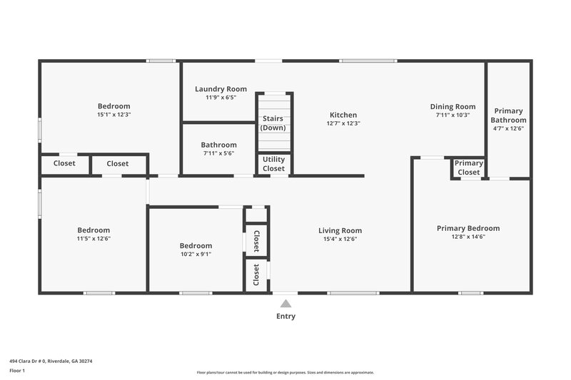 1,955/Mo, 494 Clara Dr Riverdale, GA 30274 Floor Plan View