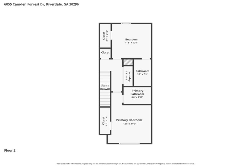 1,465/Mo, 6055 Camden Forrest Dr Riverdale, GA 30296 Floor Plan View 2
