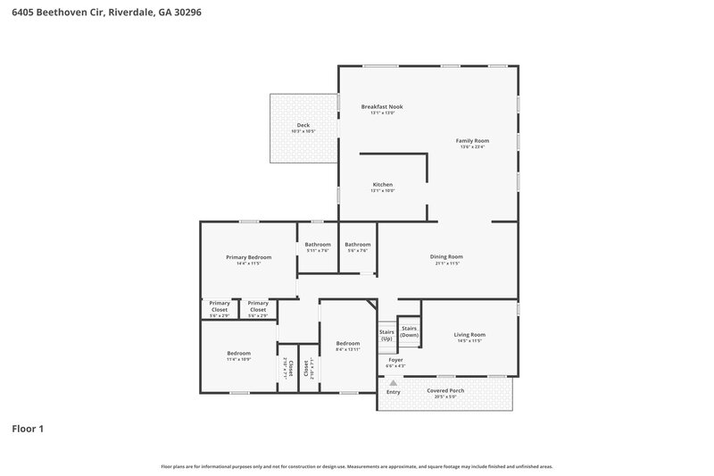2,355/Mo, 6405 Beethoven Cir Riverdale, GA 30296 Floor Plan View 2
