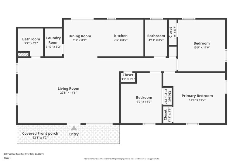 1,400/Mo, 6707 Willow Twig Rd Riverdale, GA 30274 Floor Plan View