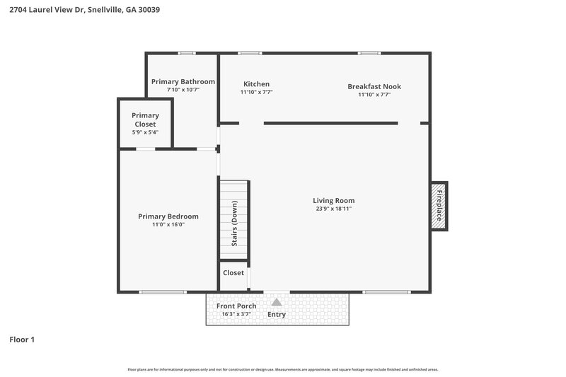 1,850/Mo, 2704 Laurel View Dr Snellville, GA 30039 Floor Plan View 2