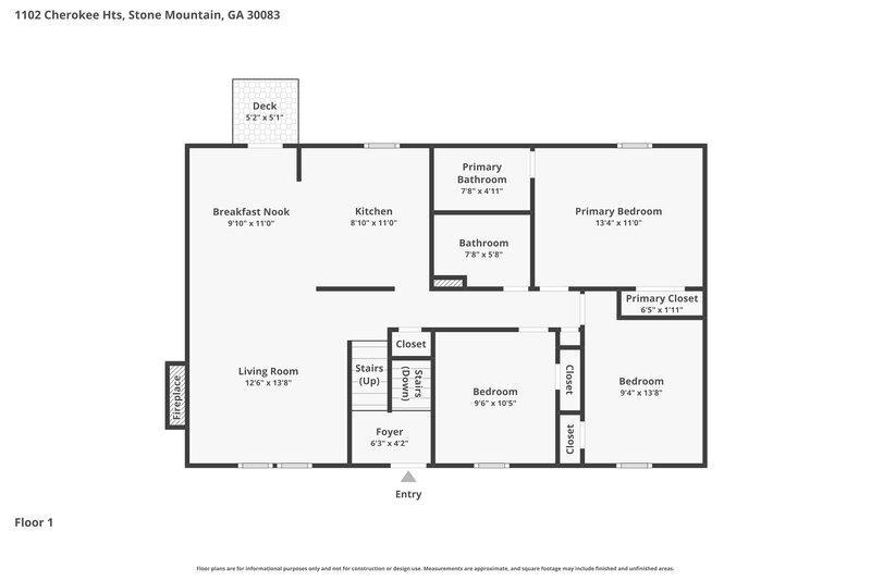 2,140/Mo, 1102 Cherokee Hts Stone Mountain, GA 30083 Floor Plan View 2