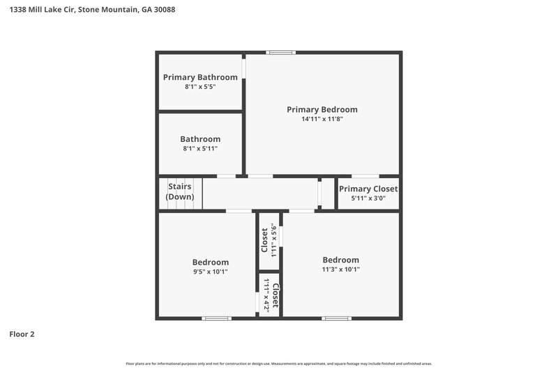 0/Mo, 1338 Mill Lake Cir Stone Mountain, GA 30088 Floor Plan View 2