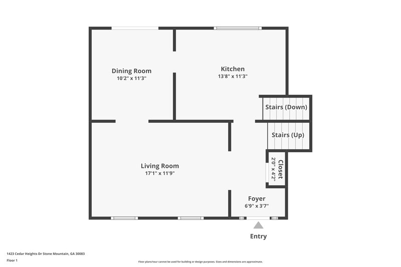 1,950/Mo, 1423 Cedar Heights Dr Stone Mountain, GA 30083 Floor Plan View