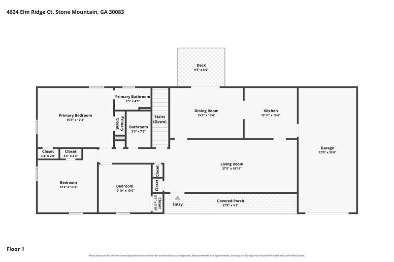 2,090/Mo, 4624 Elm Ridge Ct Stone Mountain, GA 30083 Floorplan View