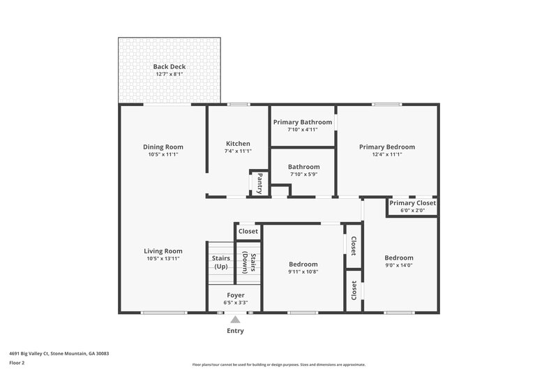 1,910/Mo, 4691 Big Valley Ct Stone Mountain, GA 30083 Floorplan View