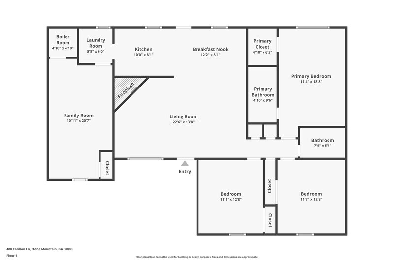 1,595/Mo, 488 Carillon Ln Stone Mountain, GA 30083 Floor Plan View