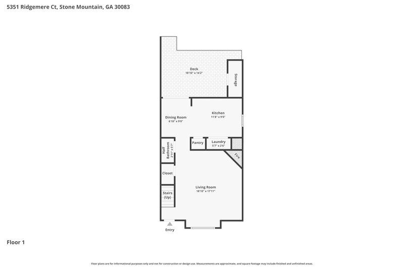 1,480/Mo, 5351 Ridgemere Ct Stone Mountain, GA 30083 Floor Plan View