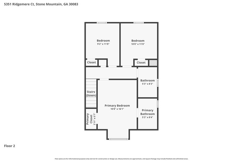 1,480/Mo, 5351 Ridgemere Ct Stone Mountain, GA 30083 Floor Plan View 2