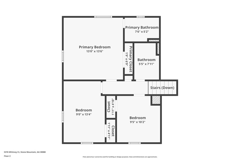 2,380/Mo, 5376 Whitney Court Stone Mountain, GA 30088 Floor Plan View 2
