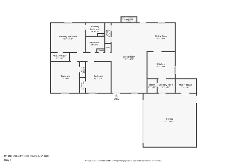 1,675/Mo, 591 STONEHEDGE Drive Stone Mountain, GA 30087 Floor Plan View
