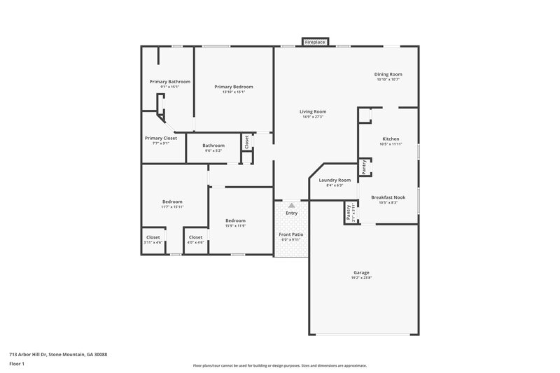 1,700/Mo, 713 Arbor Hill Dr Stone Mountain, GA 30088 Floor Plan View