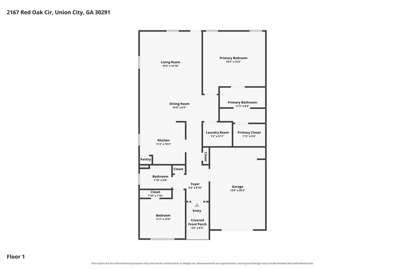 1,790/Mo, 2167 Red Oak Cir Union City, GA 30291 Floor Plan View