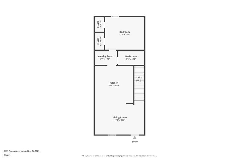 1,555/Mo, 6155 Forrest Ave Union City, GA 30291 Floor Plan View