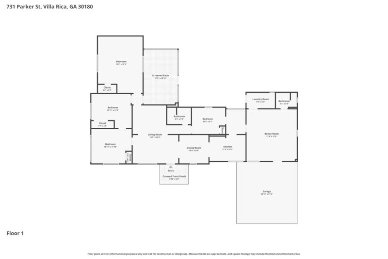 1,775/Mo, 731 Parker St Villa Rica, GA 30180 Floorplan View