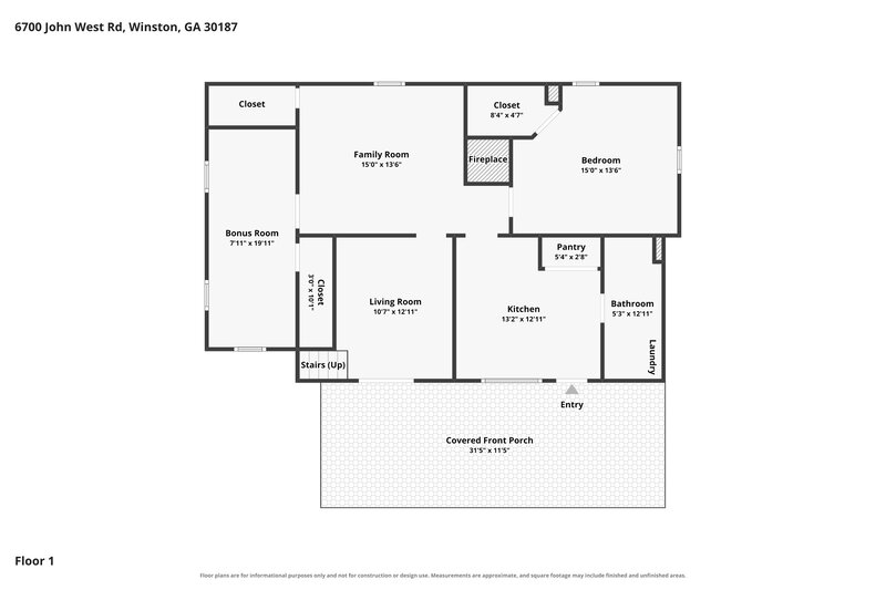 1,740/Mo, 6700 John West Road Winston, GA 30187 Floor Plan View