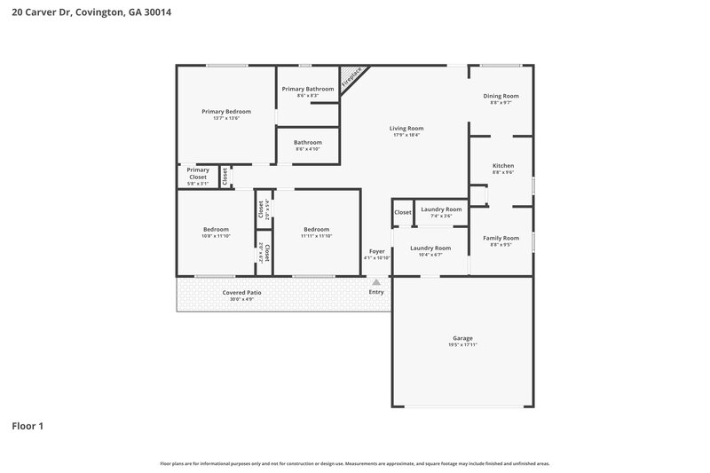 1,775/Mo, 20 Carver Dr Covington, GA 30014 Floor Plan View