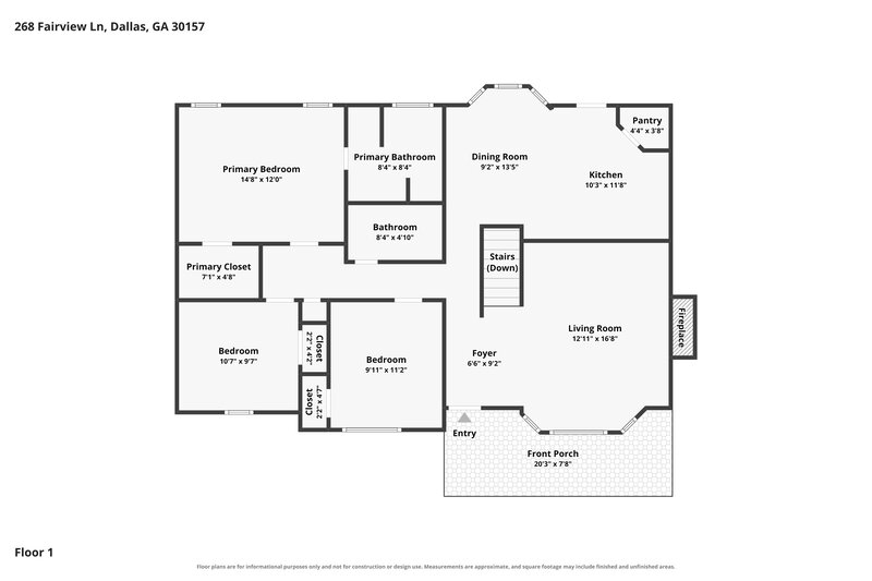 1,545/Mo, 268 Fairview Ln. Dallas, GA 30157 Floor Plan View 2