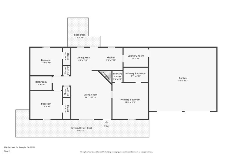 1,515/Mo, 334 Orchard Drive Temple, GA 30179 Floor Plan View