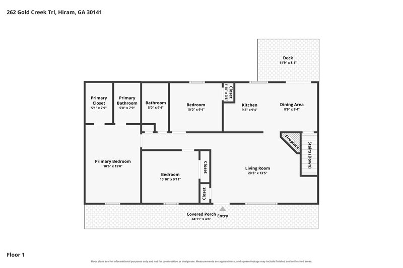 1,650/Mo, 262 Gold Creek Trail Hiram, GA 30141 Floor Plan View