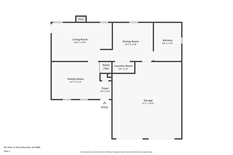 1,875/Mo, 841 Arbor Ct Stone Mountain, GA 30088 Floor Plan View