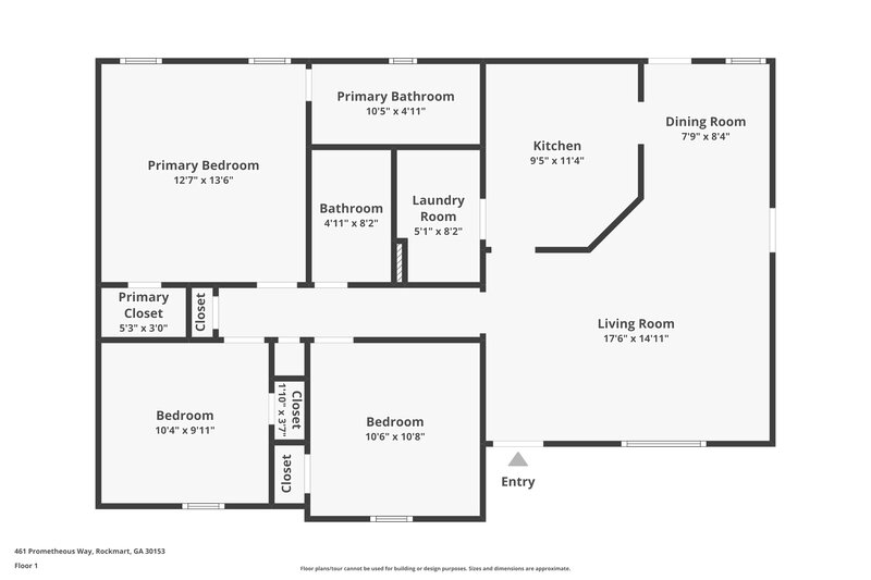 1,375/Mo, 461 Prometheous Way Rockmart, GA 30153 Floor Plan View