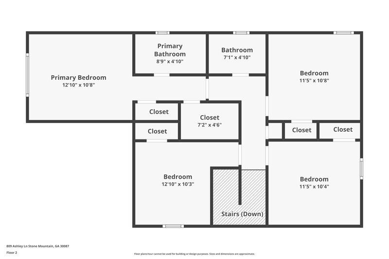 1,835/Mo, 809 Ashley Ln Stone Mountain, GA 30087 Floor Plan View 2