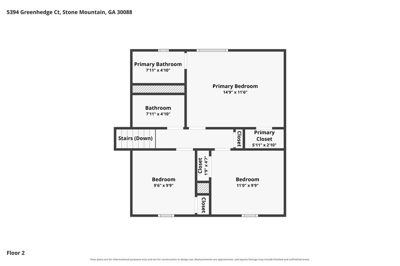 1,715/Mo, 5394 Greenhedge Court Stone Mountain, GA 30088 Floor Plan View 3