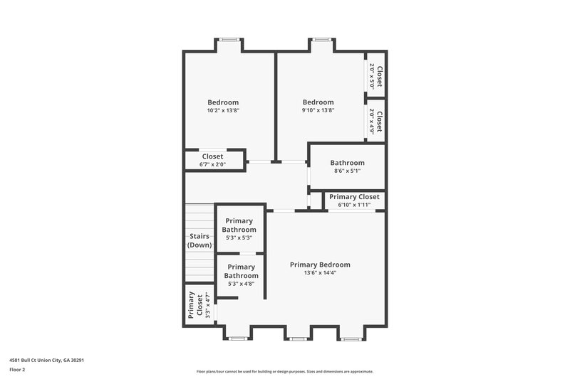 1,475/Mo, 4581 Bull Ct Union City, GA 30291 Floor Plan View 2