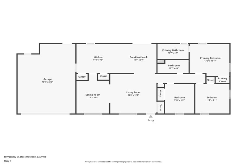 1,580/Mo, 5509 Joeclay Dr Stone Mountain, GA 30088 Floor Plan View