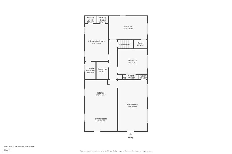 1,685/Mo, 3149 Beech Drive East Point, GA 30344 Floorplan View