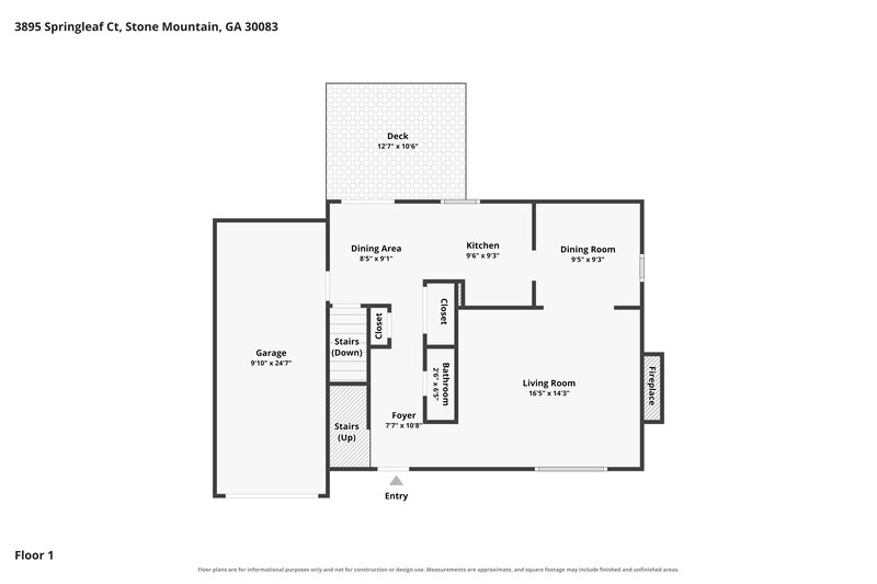 1,795/Mo, 3895 Springleaf Ct Stone Mountain, GA 30083 Floor Plan View 2