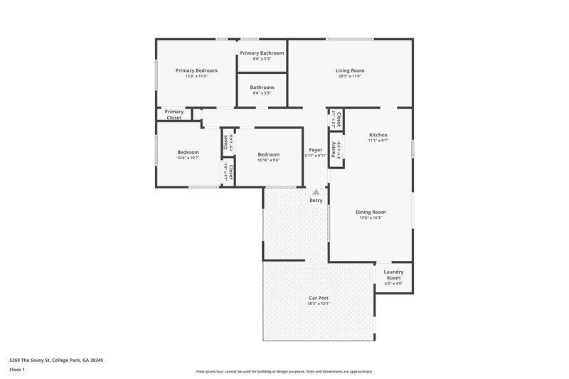 2,850/Mo, 5269 The Savoy Street College Park, GA 30349 Floor Plan View