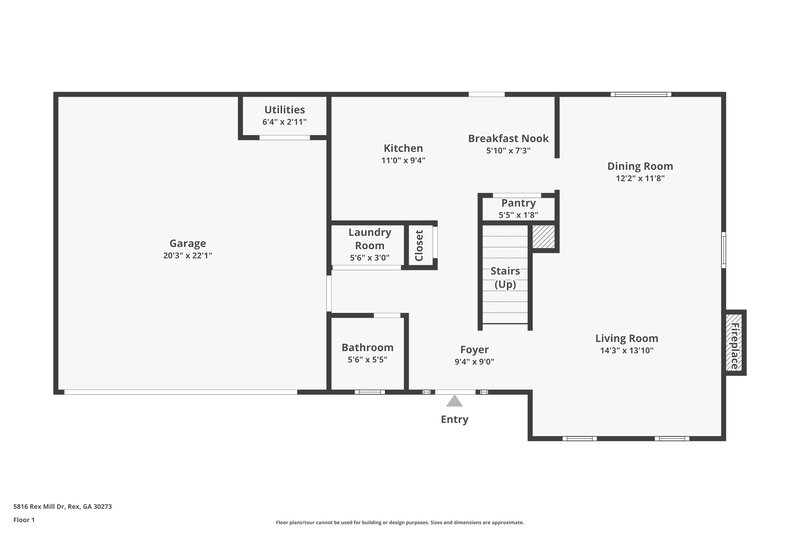 1,630/Mo, 5816 Rex Mill Drive Rex, GA 30273 Floor Plan View