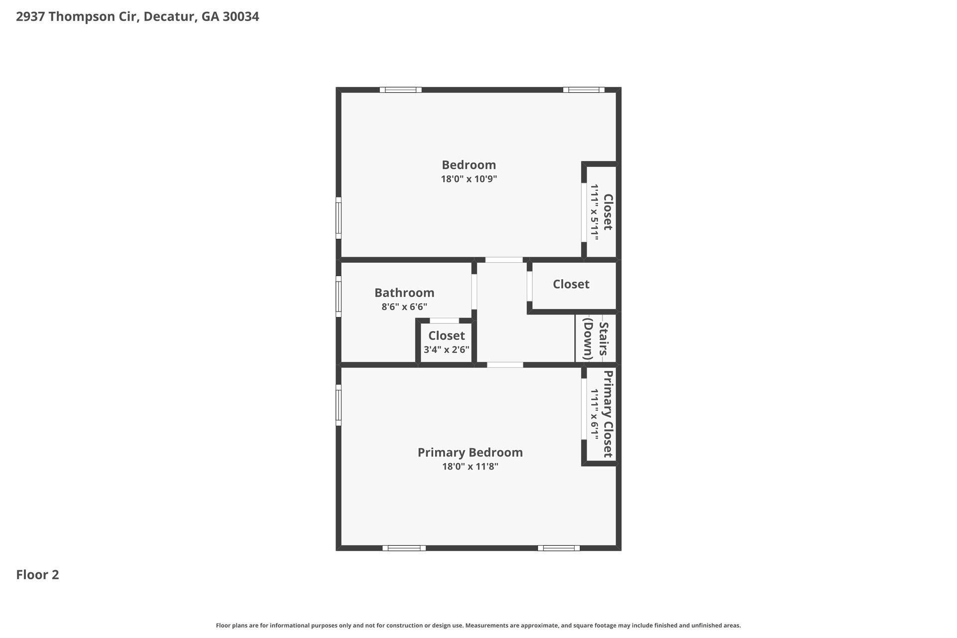 1,865/Mo, 2937 Thompson Cir Decatur, GA 30034 Floorplan View 2