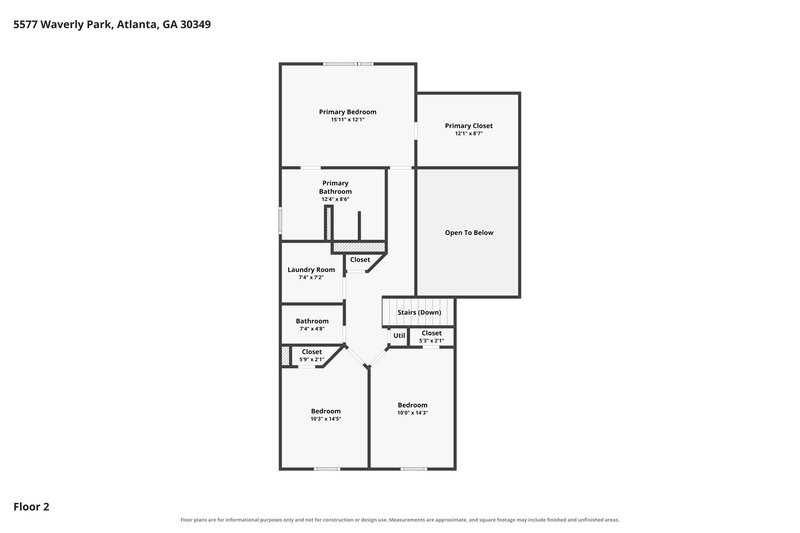 2,010/Mo, 5577 Waverly Park College Park, GA 30349 Floor Plan View 2