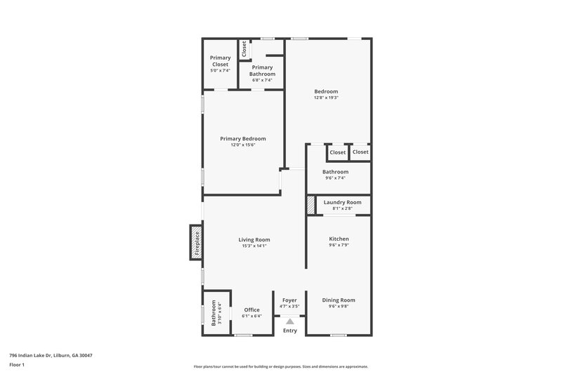 1,660/Mo, 796 Indian Lake Dr Lilburn, GA 30047 Floor Plan View