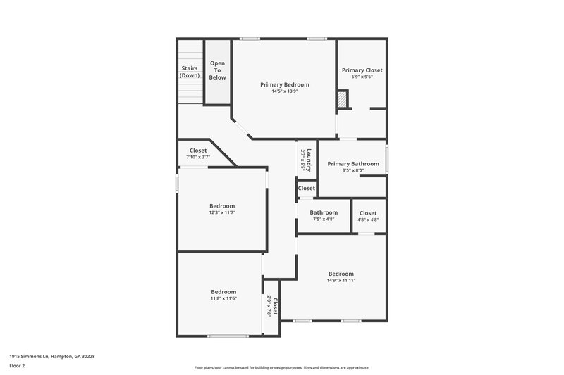 2,025/Mo, 1915 Simmons Ln Hampton, GA 30228 Floor Plan View 2