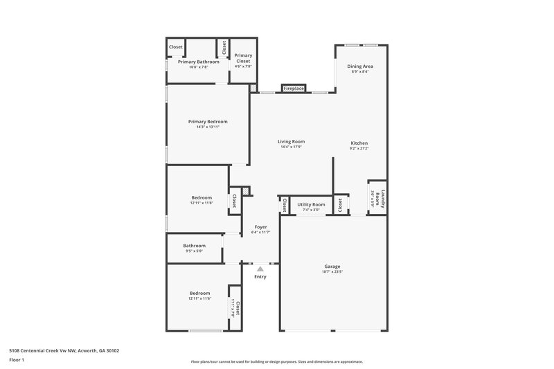 1,860/Mo, 5108 Centennial Creek View Acworth, GA 30102 Floor Plan View