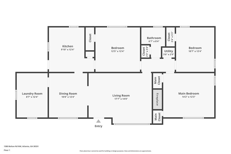 1,760/Mo, 1380 BOLTON Road NW Atlanta, GA 30331 Floor Plan View